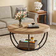 80 cm 2-Tier Round Industrial Coffee Table