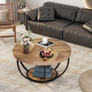 80 cm 2-Tier Round Industrial Coffee Table