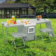 Wheeled Cooler Box with Folding Table & Chairs