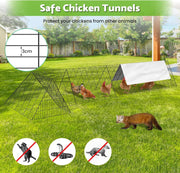 4m Portable Chicken Run Tunnel with Weather Cover