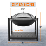 66 cm 2-in-1 Wood Fire Pit & BBQ Grill