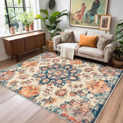 Caramel-Beige Vintage Washable Indoor Area Rug