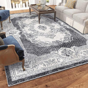 200 × 200 cm Grey & White Imitation-Cashmere Area Rug