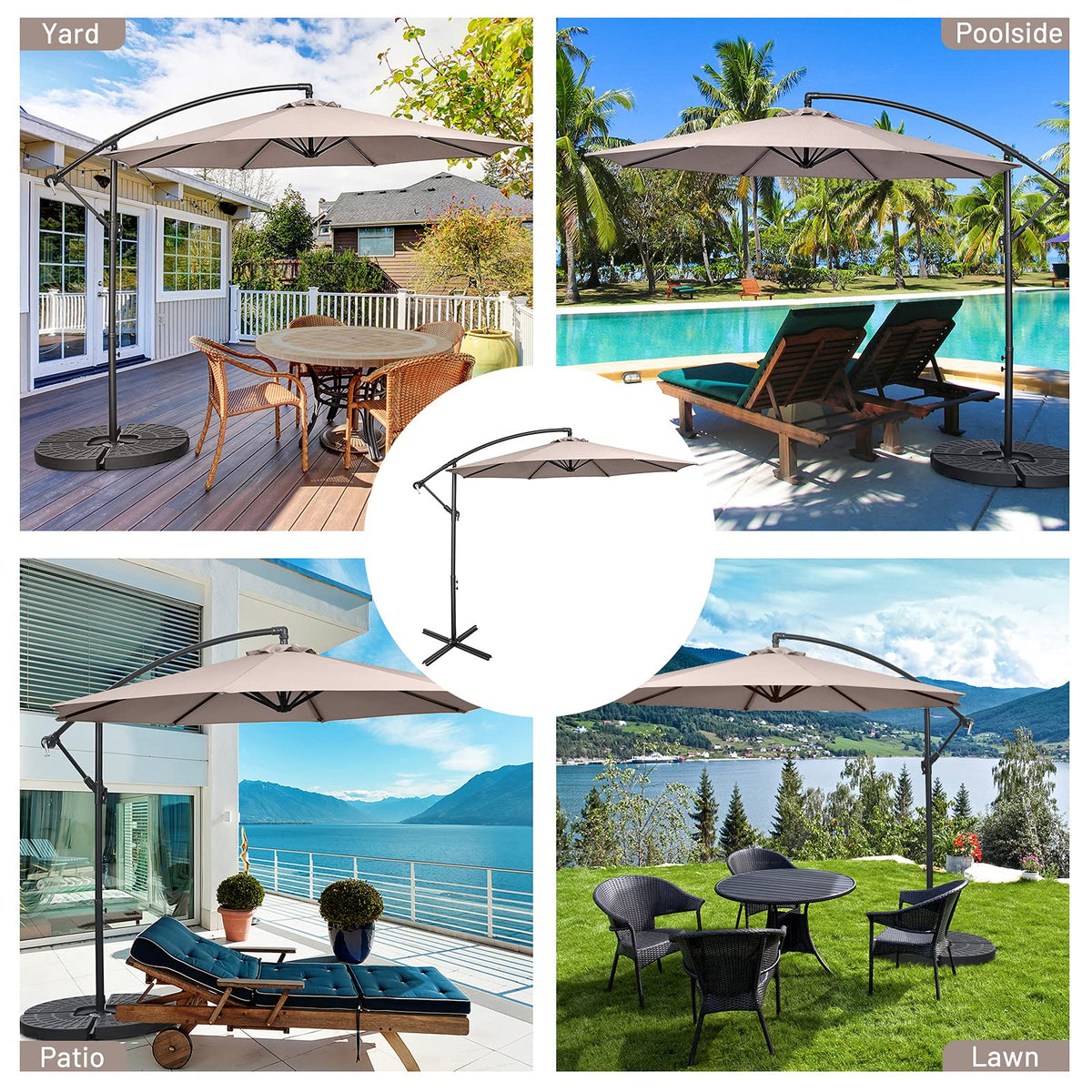 3 m Cantilever Patio Umbrella with Cross Base