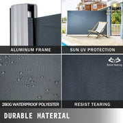 300 × 180 cm Black Retractable Side Awning