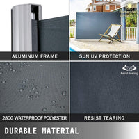 300 × 180 cm Black Retractable Side Awning