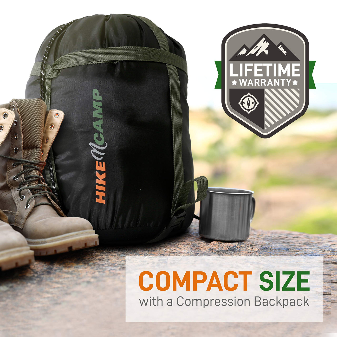 Mummy Sleeping Bag with Pillow & Compression Carry Bag