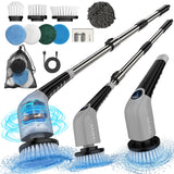 YKYI Electric Spin Scrubber,Cordless Cleaning Brush,Shower Cleaning Brush with 8 Replaceable Brush Heads, Power Scrubber 3 Adjustable Speeds,Adjustable & Detachable Long Handle,Voice Broadcast