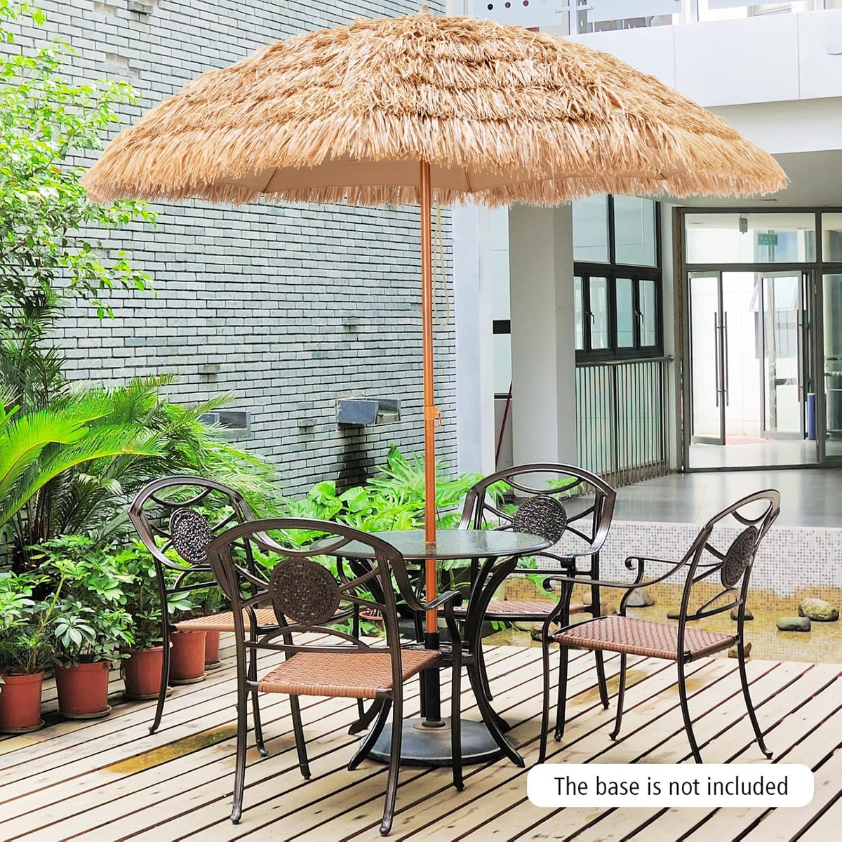 7-Tier Thatched Tiki Patio Umbrella with Tilt