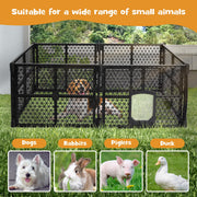 6-Panel Black Plastic Pet Playpen with Lockable Gate – 86 × 67 cm Panels