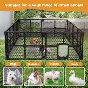 8-Panel Black Plastic Pet Playpen with Lockable Gate – 86 × 67 cm Panels