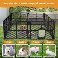 8-Panel Black Plastic Pet Playpen with Lockable Gate – 86 × 67 cm Panels