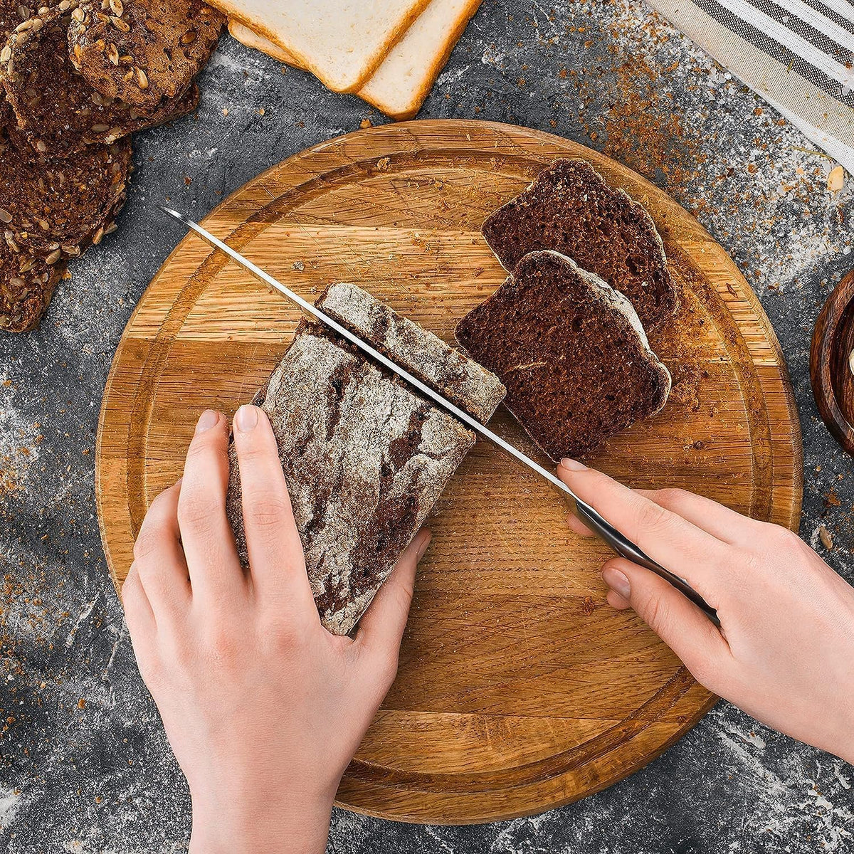 Stainless-Steel Kitchen Knife Set with 360° Rotating Block