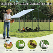 310 × 170 × 190 cm Galvanised Walk-In Poultry Run with Oxford Canopy