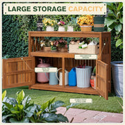 2-Tier Acacia Outdoor Storage Cabinet with Magnetic Doors