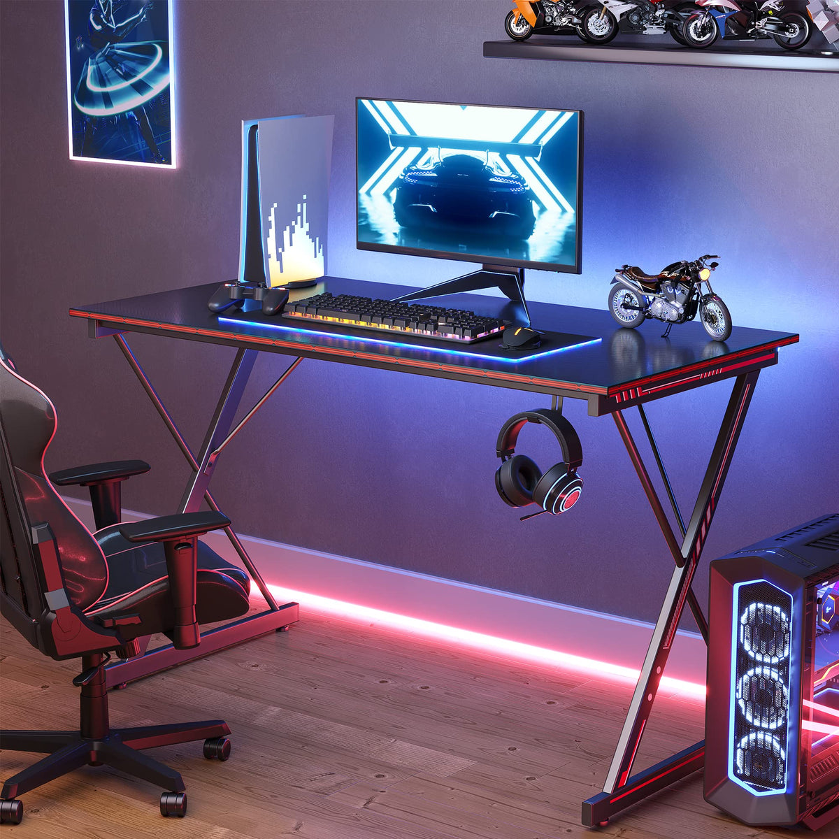 32-Inch Black Gaming & Home-Office Desk