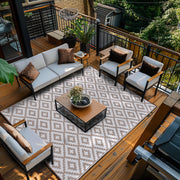 180 × 270 cm Taupe & White Reversible Plastic Outdoor Rug