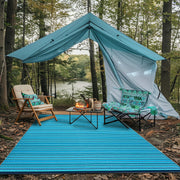 180 × 180 cm Turquoise Reversible Plastic Outdoor Rug