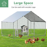 Costway Large Spire-Shaped Chicken Coop, Galvanized Metal Hen House with Waterproof & Sun-Protective Cover, Walk-in Pen Run for Chicken, Rabbits, Ducks, Poultry Cage, Rabbit Hutch Ferret Cage