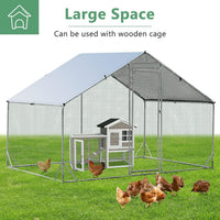 Costway Large Spire-Shaped Chicken Coop, Galvanized Metal Hen House with Waterproof & Sun-Protective Cover, Walk-in Pen Run for Chicken, Rabbits, Ducks, Poultry Cage, Rabbit Hutch Ferret Cage
