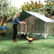 310 × 170 × 190 cm Galvanised Walk-In Poultry Run with Oxford Canopy
