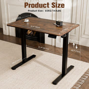Electric Standing Desk 90x60cm (35.4"x23.6"), Height Adjustable Standing Desk with Splice Board, Sit Stand Desk with Hook and Memory Smart Handset(Black Frame + Rustic Brown Desktop)
