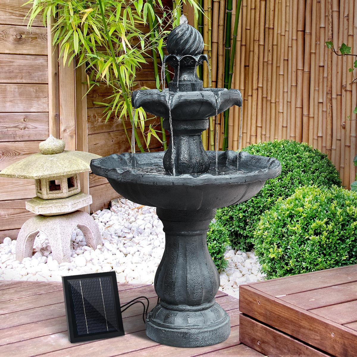 93 cm 3-Tier Solar Bird-Bath Fountain – 9V