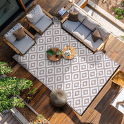 180 × 270 cm Taupe & White Reversible Plastic Outdoor Rug