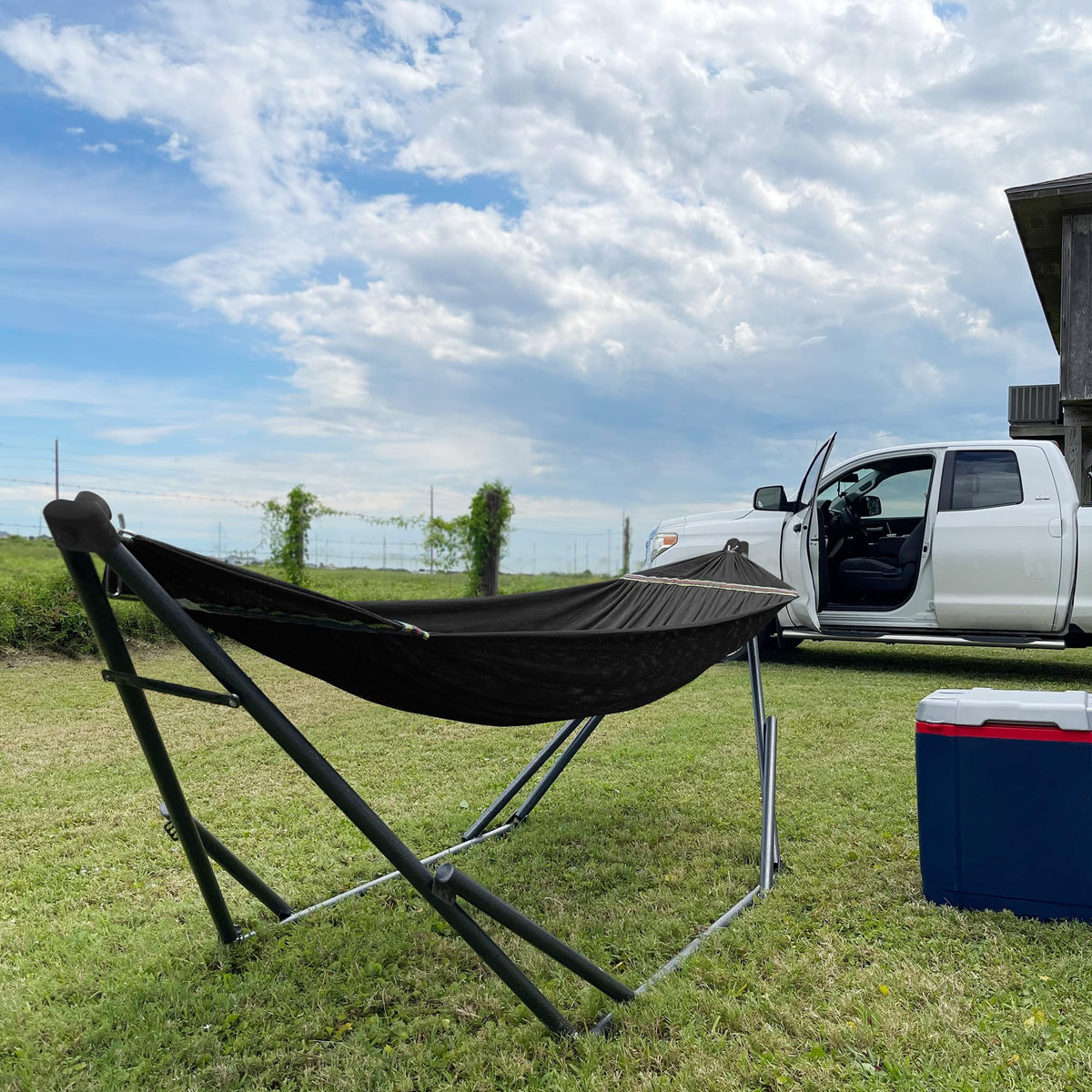 Tranquillo Uniki Folding Hammock & Steel Stand – Black