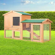 Two-Level Fir-Wood Chicken Coop & Rabbit Hutch – 138 × 49 × 85 cm