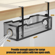 15.7-Inch Clamp-On Under-Desk Cable Tray – Black