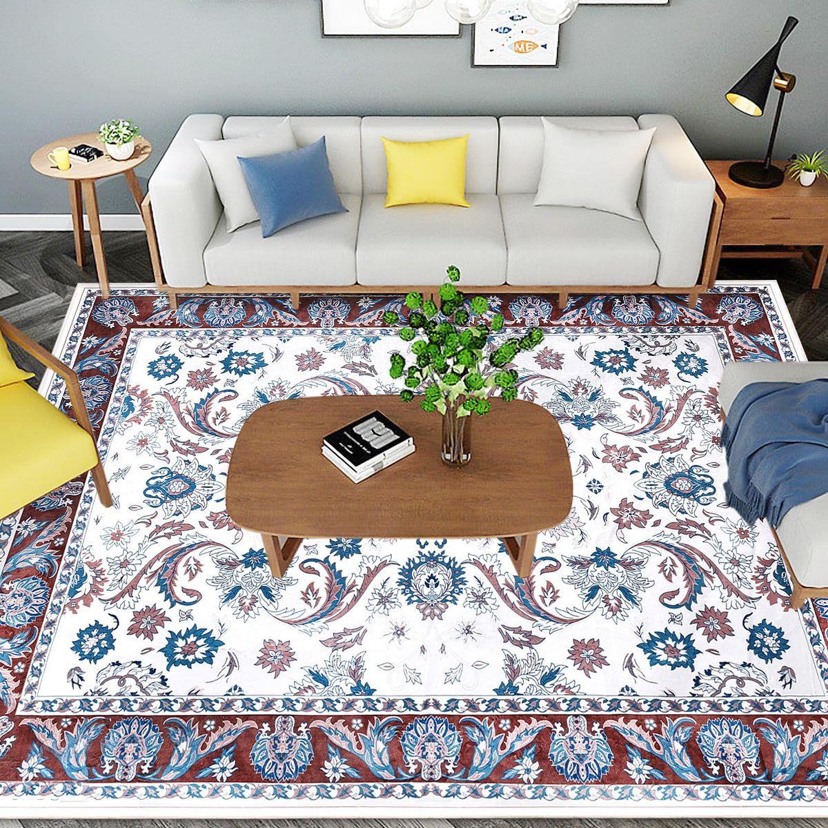 150 × 200 cm Red Bohemian Washable Area Rug