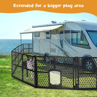 6-Panel Black Plastic Pet Playpen with Lockable Gate – 86 × 67 cm Panels