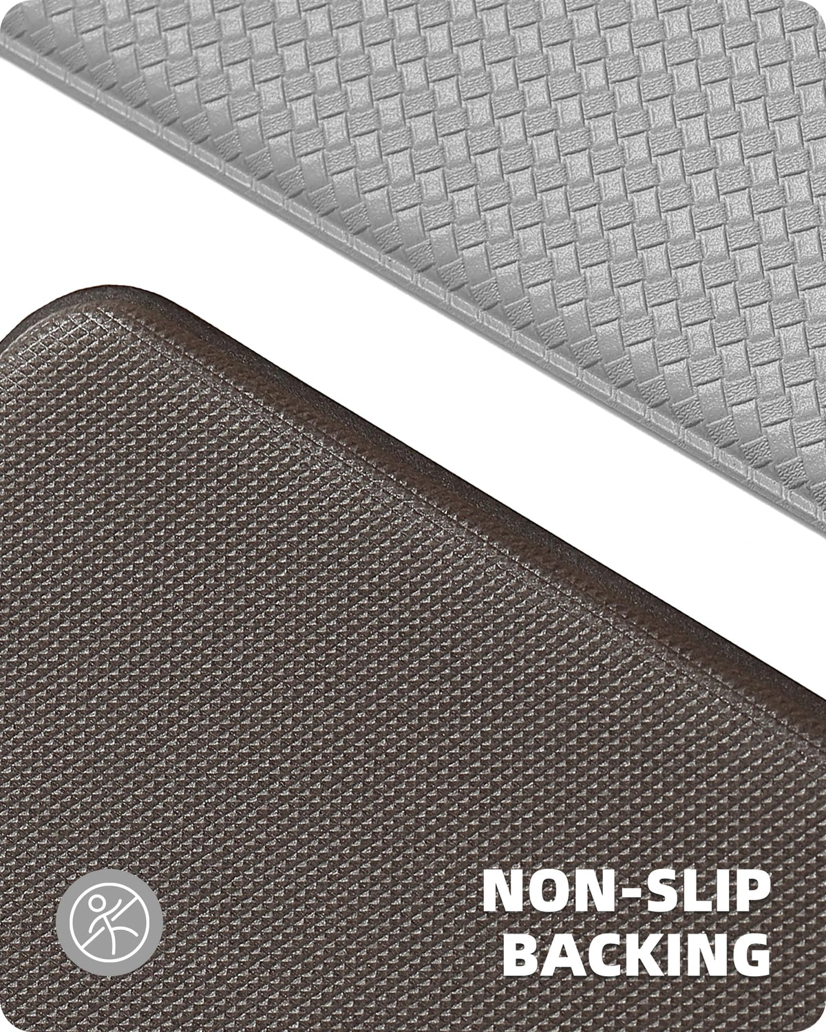 2-Piece Grey Cushioned Kitchen Mat Set – 43 × 119 & 43 × 241 cm