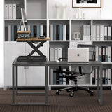 SHW 36-Inch Height Adjustable Standing Desk Converter Sit to Stand Riser Workstation, Rustic Brown