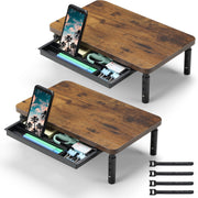 2-Pack Wood Monitor Risers with Drawer – 3 Heights
