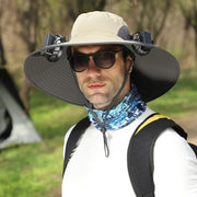 Wide-Brim Solar & USB Rechargeable Outdoor Fan Hat