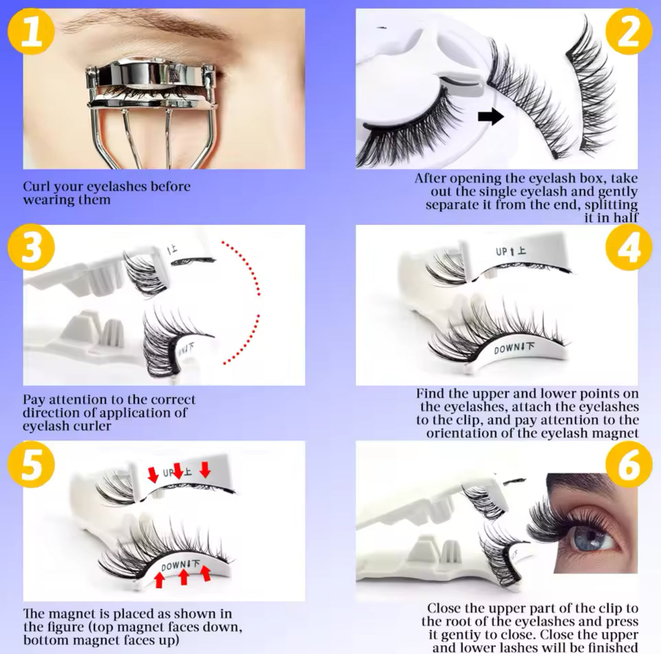 2-Pair Magnetic False Eyelash Set with Applicator