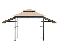Outdoor BBQ Grill Gazebo with Adjustable Side Awnings & Shelves