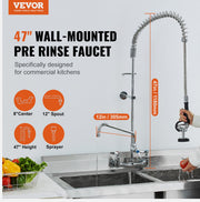 47-Inch Commercial Wall-Mount Pre-Rinse Faucet