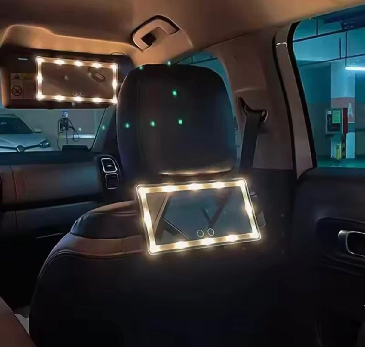 Car LED vanity makeup mirror, touch sensor, sun visor makeup mirror, three-color adjustable, clear eye protection