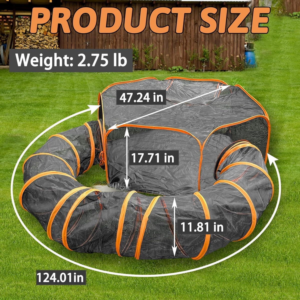 Pop-Open Mesh Cat Tent & Play Tunnel – Orange or Rainbow