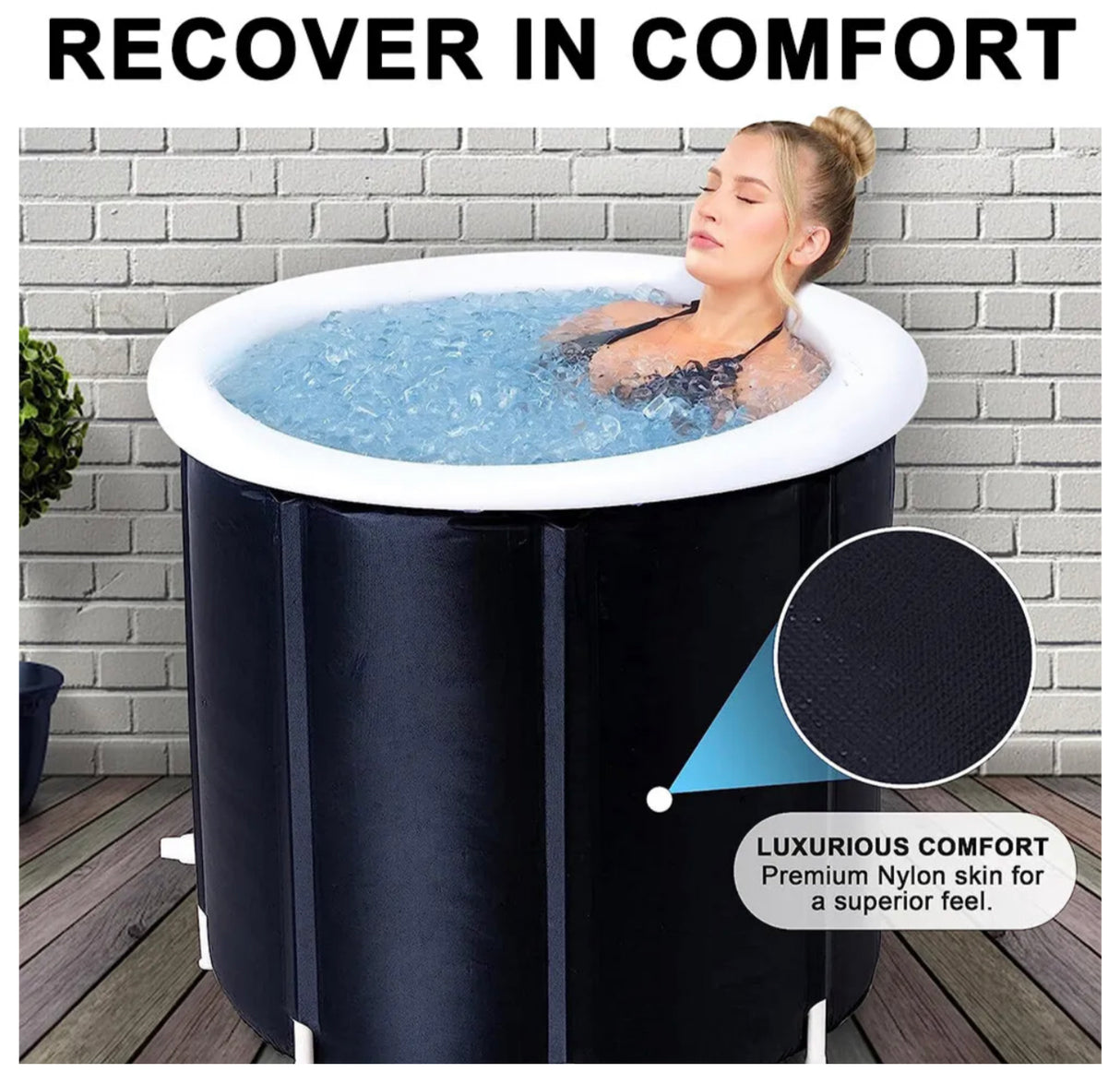 Portable Ice Bath Tub Athletes Cold Hot Water Therapy Folding Bathtub