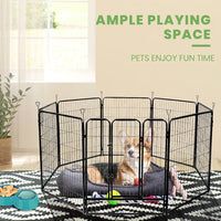 8-Panel Foldable Metal Pet Playpen with Gate