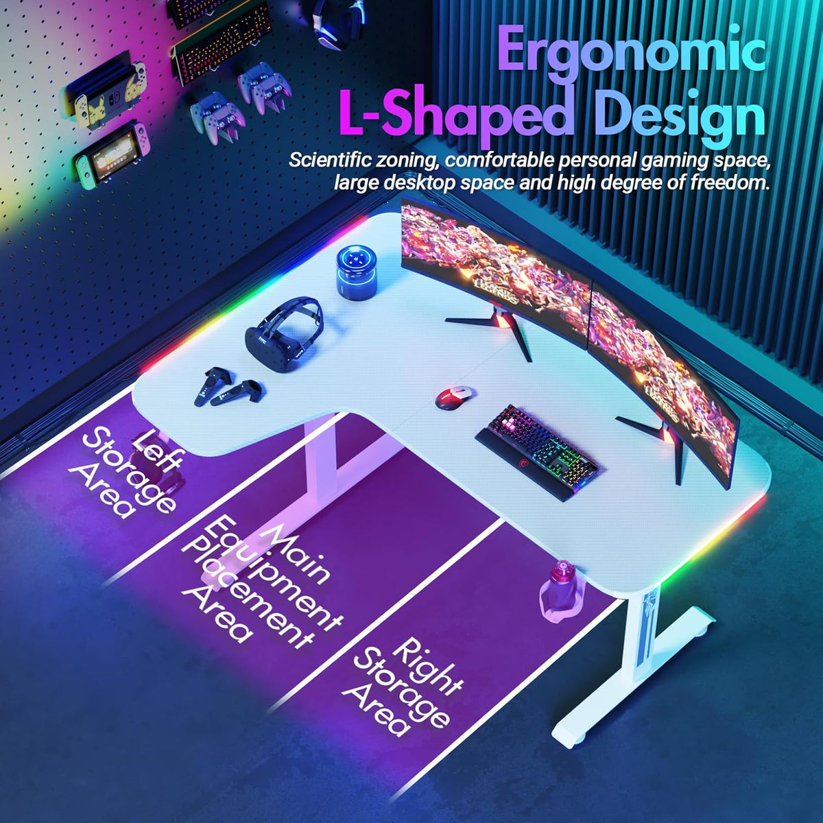 160 cm L-Shaped Gaming & Computer Desk – Black or White
