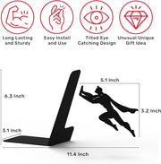 Superhero Bookend Figurines Metal Bookshelf Decor Desktop Ornament Office Desktop Accessories Bookshelf Home Decoration