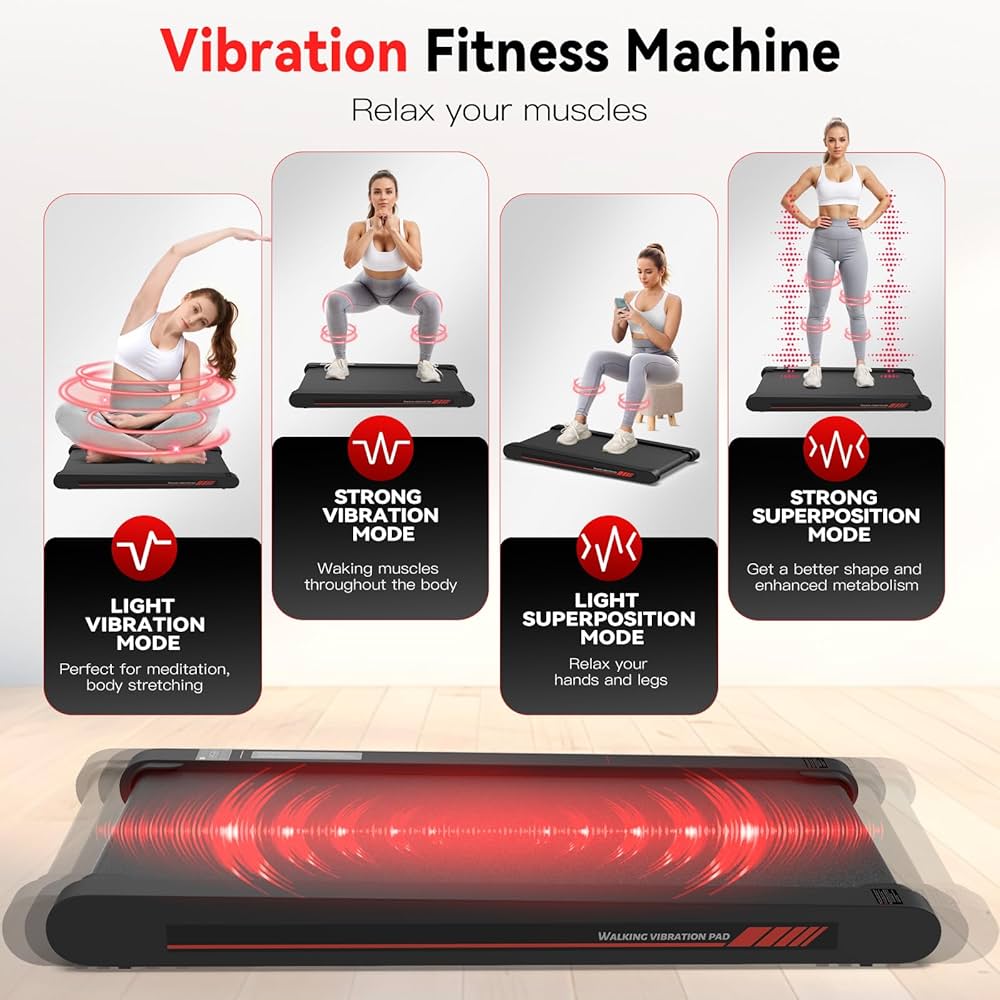 3 in 1 Walking Vibration Pad, Under Desk Treadmill with APP, Portable Treadmills for Home, Walking Pad Treadmill with Remote Control