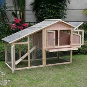 168 cm Wooden Chicken Coop & Rabbit Hutch with Run