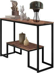 Narrow 2-Tier Industrial Console Table