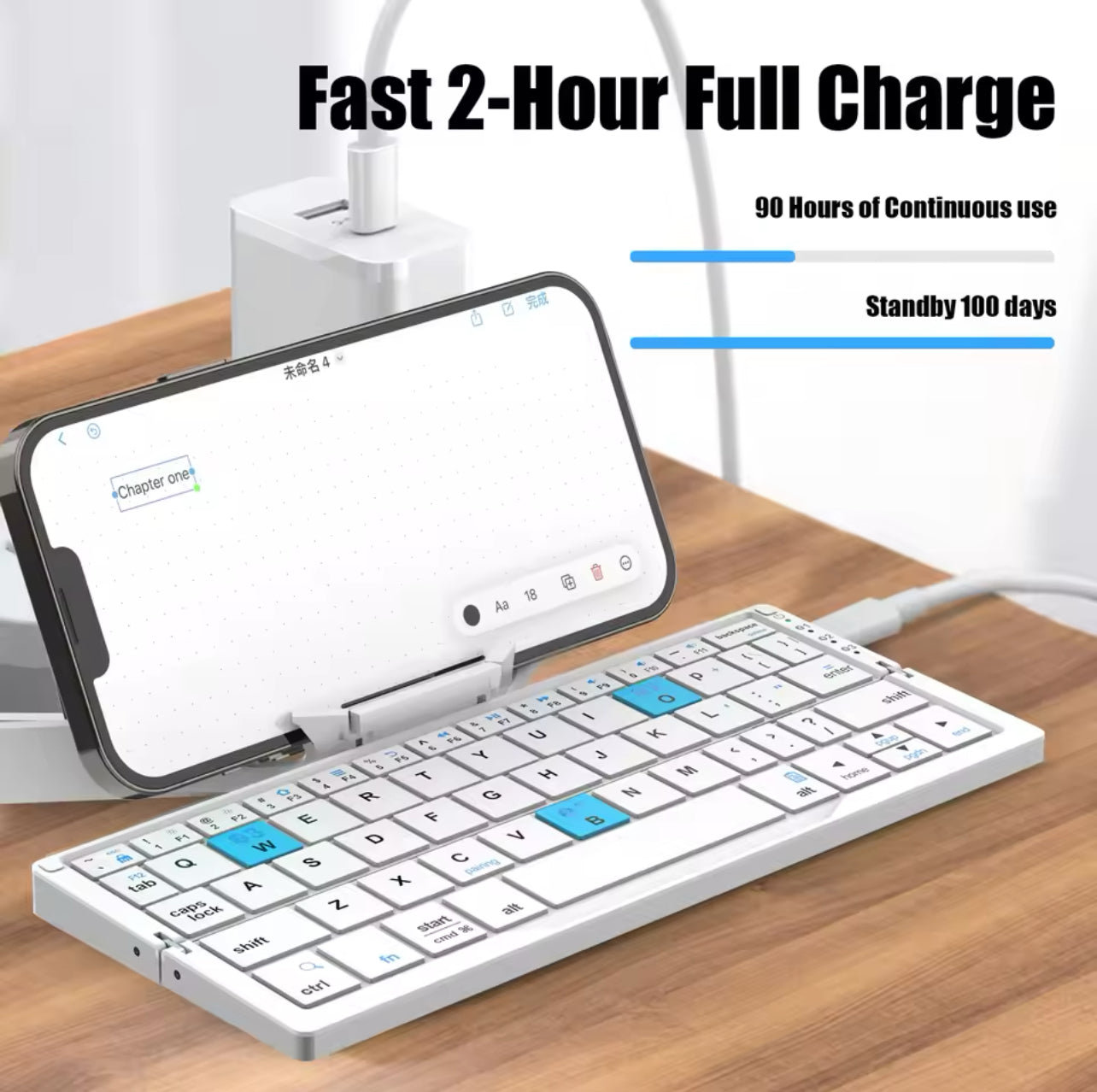 Folding Bluetooth Keyboard with Magnetic Device Stand